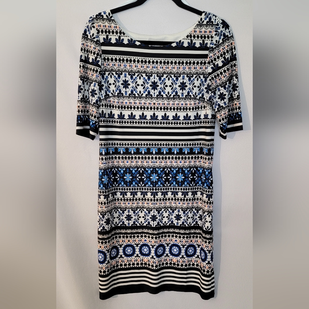 Eliza J Womens Blue and Black Sheath Midi Dress Size 6
